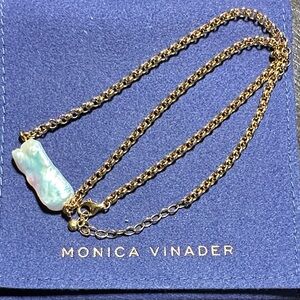 Monica Vinader Gold Necklace with Iridescent Pearl
